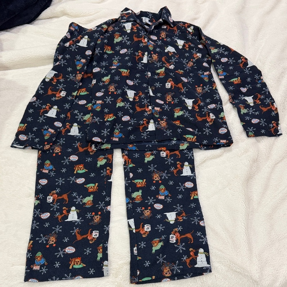Old Navy Navy Blue Holiday Character Pajama Set